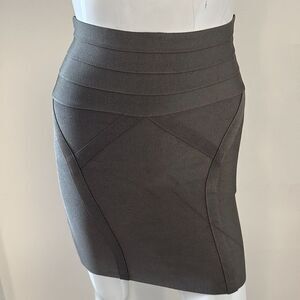 Bebe Bandage Skirt High Waisted Bodycon Fitted Mini Skirt in a Green Grey